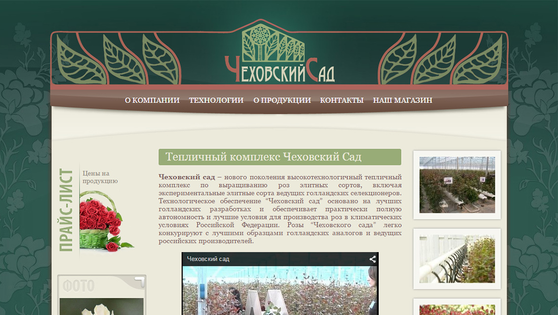 Пример дизайна портфолио: Создание интернет сайта Чеховский сад - рис. 1